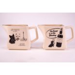 A set of eight Black & White whisky water jugs,