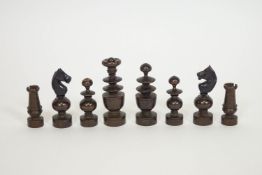 A turned hardwood chess set,