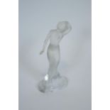 A Lalique Frosted glass figure of a lady (as found), in a swooning attitude, signed to base,