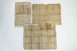 Three Georgian newspapers, The Manchester Mercury, 1769, The Times, 1798 and ....