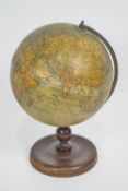 A 20th century Geographia composite 102 terrestrial globe on a chromed mount set on a turned