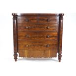 A late 19th century mahogany chest of drawers of large size, with two short and three long drawers,