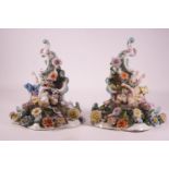 A pair of 19th century Dresden porcelain wall brackets,