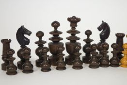 A turned hardwood chess set,