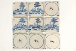 Twelve 19th century Delft complete tiles,