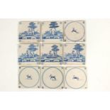 Twelve 19th century Delft complete tiles,