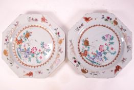 A pair of 18th century Chinese plates in porcelain,