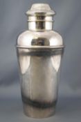 An Art Deco style silver cocktail shaker,