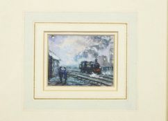 Peter Coombs, A locomotive near St Albans, watercolour, un-signed,