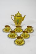 Carlton ware coffee set, comprising a coffee pot with six cups and saucers,