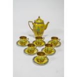 Carlton ware coffee set, comprising a coffee pot with six cups and saucers,