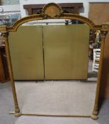 A Victorian large overmantel mirror, the gilded frame with egg and dart border,