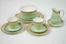 A 19th century English porcelain gilt and jewelled part tea set, model No 6585,