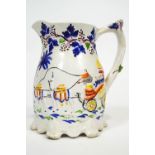 A Staffordshire china jug, depicting the Vanberg circus tour of 1850,