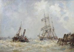 Harry Dorr (1872-1950), Returning to harbour in stormy seas, signed lower right,