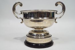 A silver punch bowl two handled trophy 'Pytchley Hunt Horse Show Challenge Bowl',