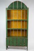 A green painted pank constructed bookcase,