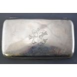 A silver cigar case, of plain rounded rectangular form, Chester 1896, 13cm high,