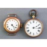 A collection of two watches to include: A yellow metal open faced pocket watch.