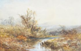 W Wright (?) A Pastoral lake scene in a hilly landscape, watercolour, signed lower left,