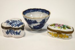 An 18th century porcelain shaped tea bowl,