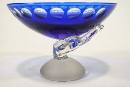 A 20th century Studio glass bowl, with blue flashed glass body.