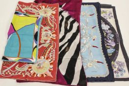 A Hermes L'Ombrelle Magique silk scarf, others by Pucci,