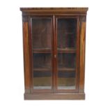 A 19th century mahogany standing bookcase with two glazed doors on plinth base,