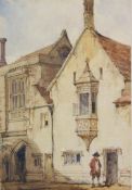 Attributed to Jospeh Nash (1808-1878), The Vicars Hall and the Chain Gate, Wells, watercolour,