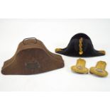 A 19th century fur felt, gilt thread and ribbon Bicorn hat, by Frieberg of Portsea,