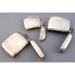 A group of three squared form silver vestas, two highlighted with engine turned decoration,