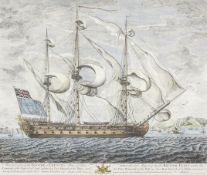 After 18th century prints, Battleships 'The Terrible' and 'The Gloirie', coloured prints, a pair,