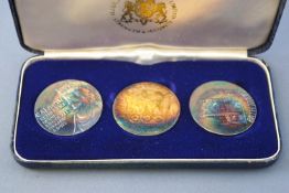 A collection of three monarchy commemorative Bath medals each marked 973-1973. Gross weight 96.