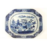 A blue & white octagonal Chinese porcelain export plate,