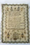 A 19th century embroidered sampler by Eliza Hardwick May 28th 1839,