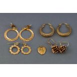 A collection of jewellery to include: Four pairs of earrings; A st Christopher pendant;