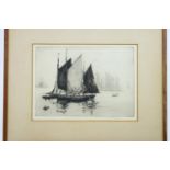 H P Evans, FIshing boats, etchings, signed in pencil lower right, 25cm x 35cm,