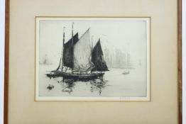 H P Evans, FIshing boats, etchings, signed in pencil lower right, 25cm x 35cm,