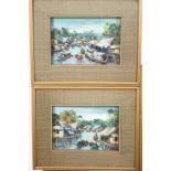 C Morlay, Chinese river markets, oil on board, signed and dated 1976,