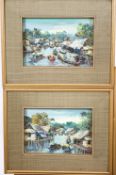 C Morlay, Chinese river markets, oil on board, signed and dated 1976,