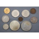 A collection of ten loose Dutch coins to include a gold 10 Guilder dated 1877. Gross weight 103.