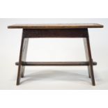 An oak stool, of plain rectangular form,
