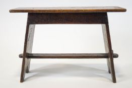 An oak stool, of plain rectangular form,