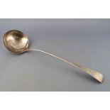 A silver Old English pattern soup ladle, London 1791, 34cm high,