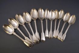 A silver Harlequin Fiddle and thread pattern canteen, the table forks by Eley & Fearn, London 1805,
