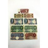 A group of bank notes, to include £5, £1,