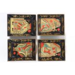 A group of four 19th century Chinese export lacquer card trays,