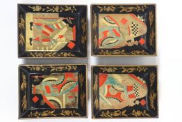 A group of four 19th century Chinese export lacquer card trays,