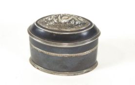 A 19th century silver and copper mounted snuff box, 5.5cm high x 6cm wide x 3.