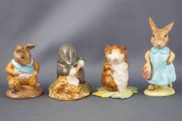 Four Beswick Beatrix Potter figures, 'Ode Mr Bouncer', 8cm high; 'Diggory Diggory Delvet', 7.